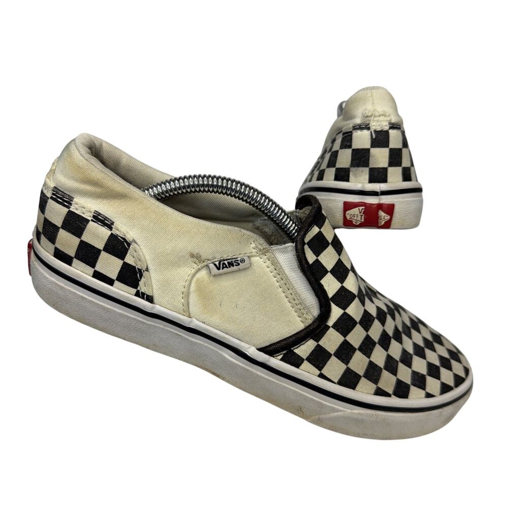 Vans Classic Sneakers Youth 6 Slip-On Black White Checkerboard Skateboard Shoes